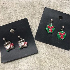 Adorable TWO pairs of Xmas Earrings